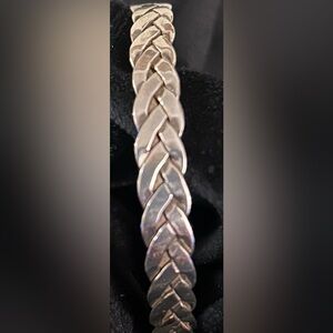 Vintage Woven Braided Sterling Silver 925 Adjustable Cuff Bracelet